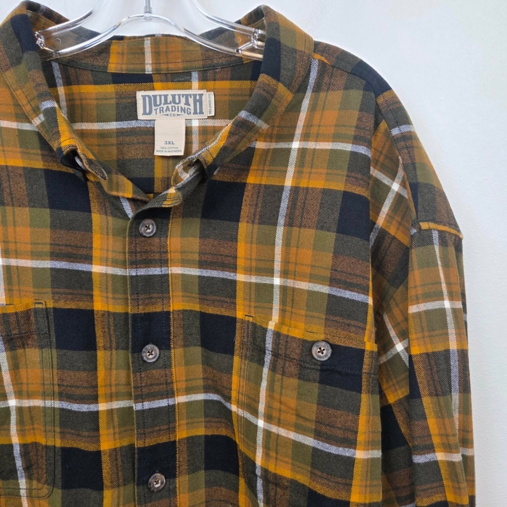 Duluth Trading Co Mens 3XL Relaxed Fit Flannel Shirt Plaid Multicolor Cotton